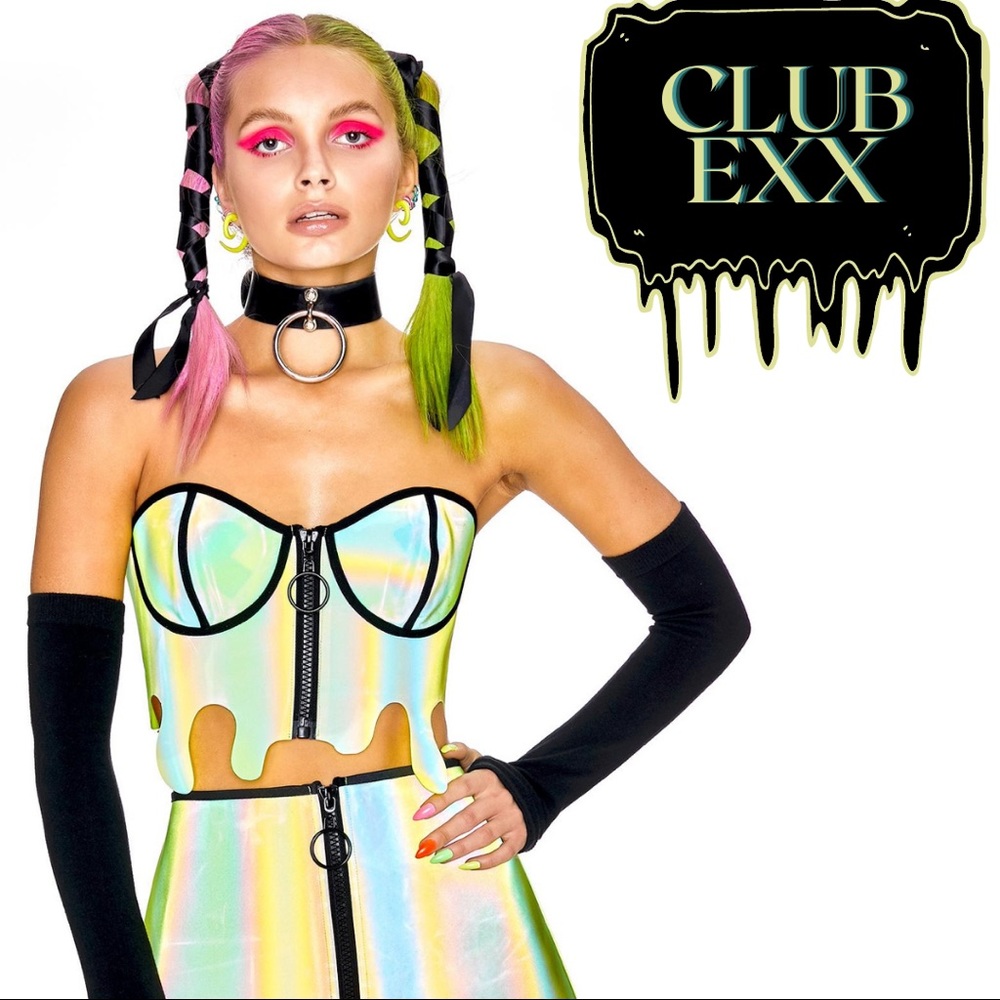 NWT CLUB EXX SLIME ZONE REFLECTIVE BUSTIER